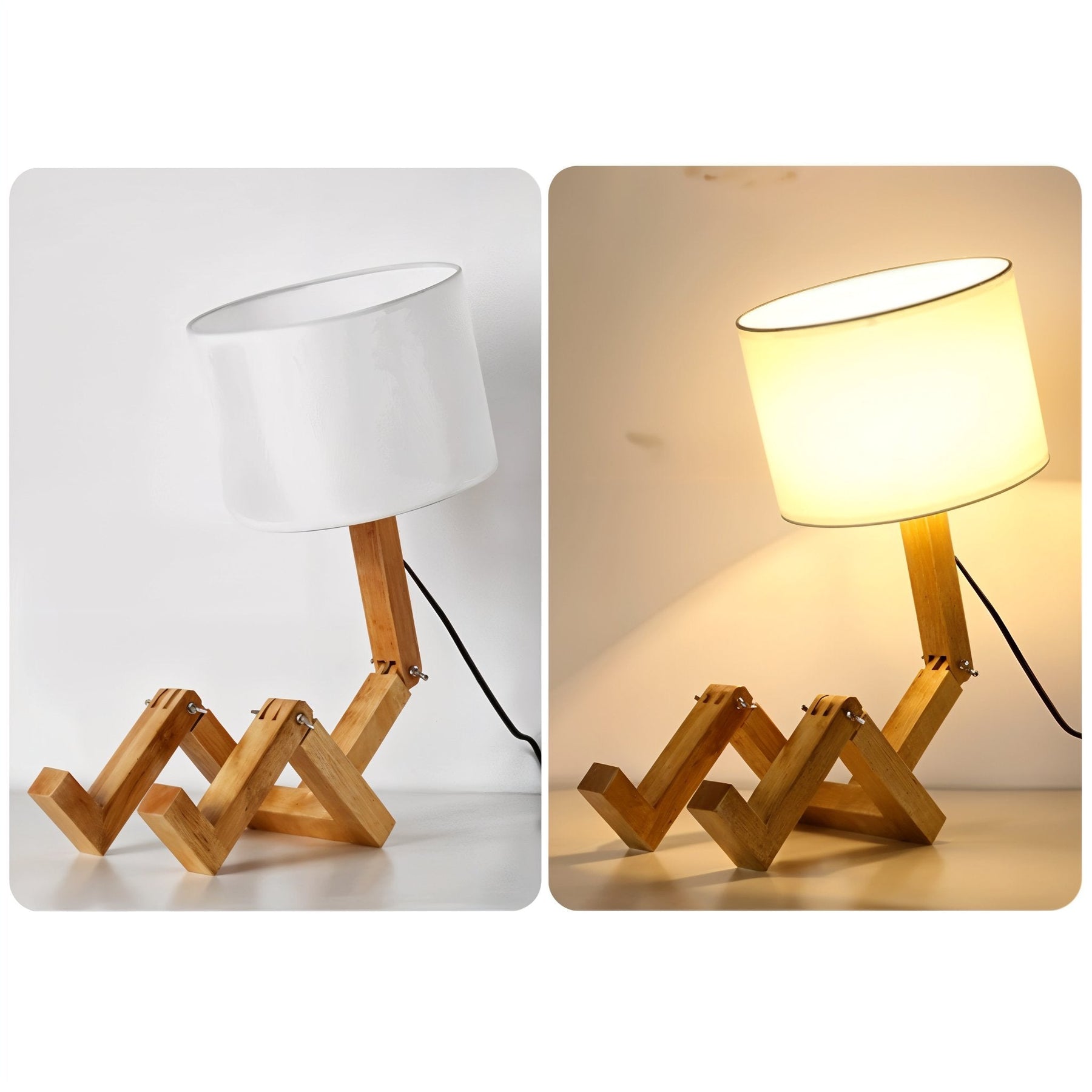 Luminária de Madeira Articulada Robô Nordic