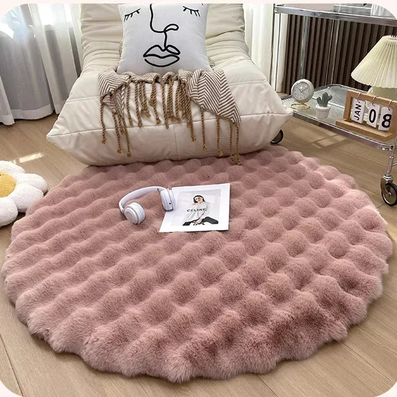 Tapete Para Sala Redondo Peludo Quarto Pelúcia Felpudo Miabeli