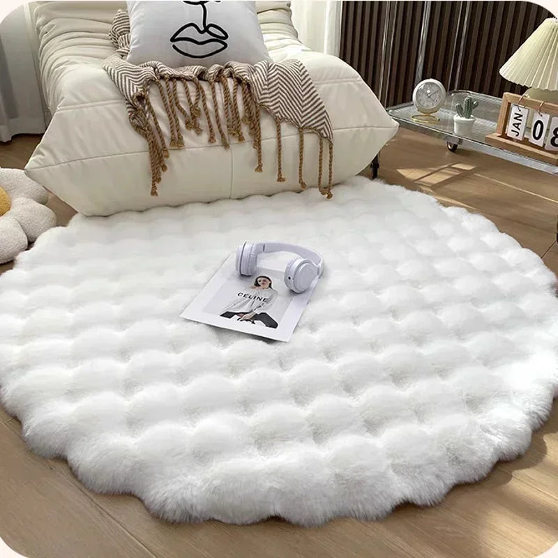 Tapete Para Sala Redondo Peludo Quarto Pelúcia Felpudo Miabeli