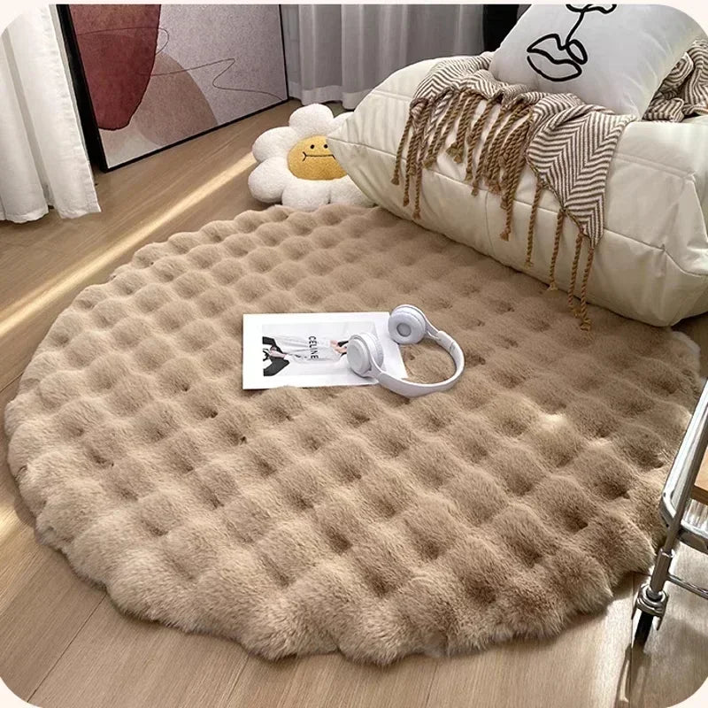 Tapete Para Sala Redondo Peludo Quarto Pelúcia Felpudo Miabeli