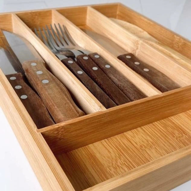 Porta talheres bambu