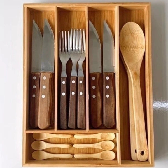 Porta talheres bambu